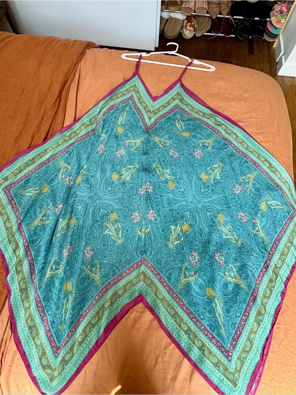Vintage Anthropologie Holding Horses 100% Silk Bandana Dress